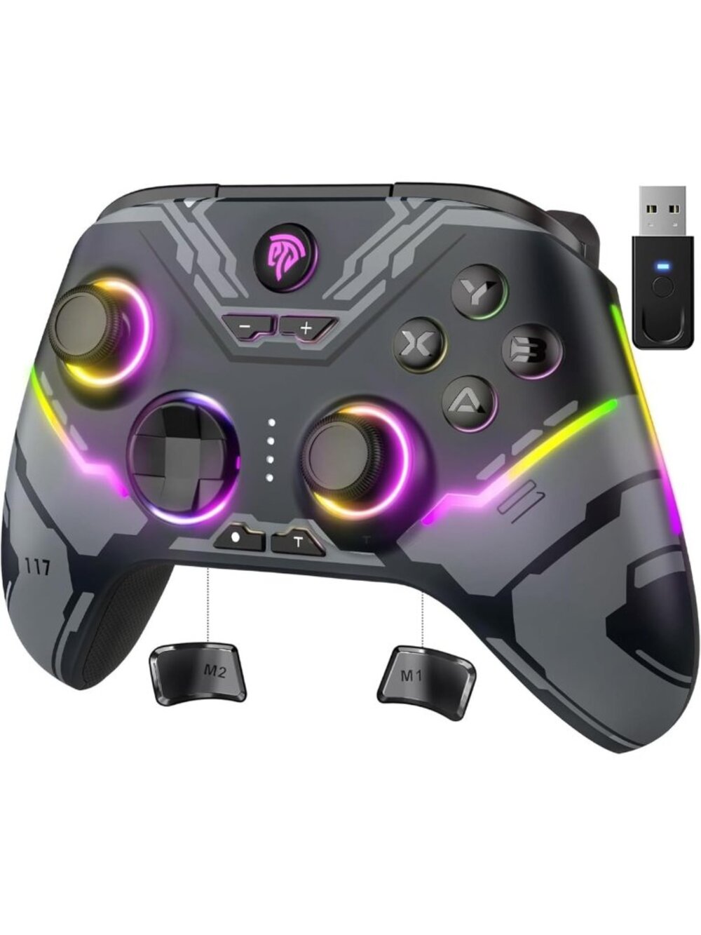 Wireless Gaming Controller for PC & Steam - Hall Effect, Ergonomic Design, Black